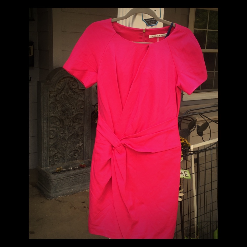 Trina Turk size 6 Faux wrap dress hot pink
